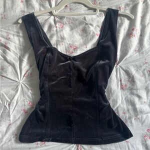 Black/Gray Velvet Top